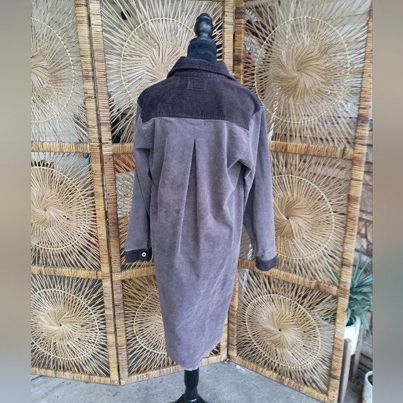 Umgee 100% Cotton Brown Long Sleeve Button-Up Dress/Shacket_S - Picture 7 of 12